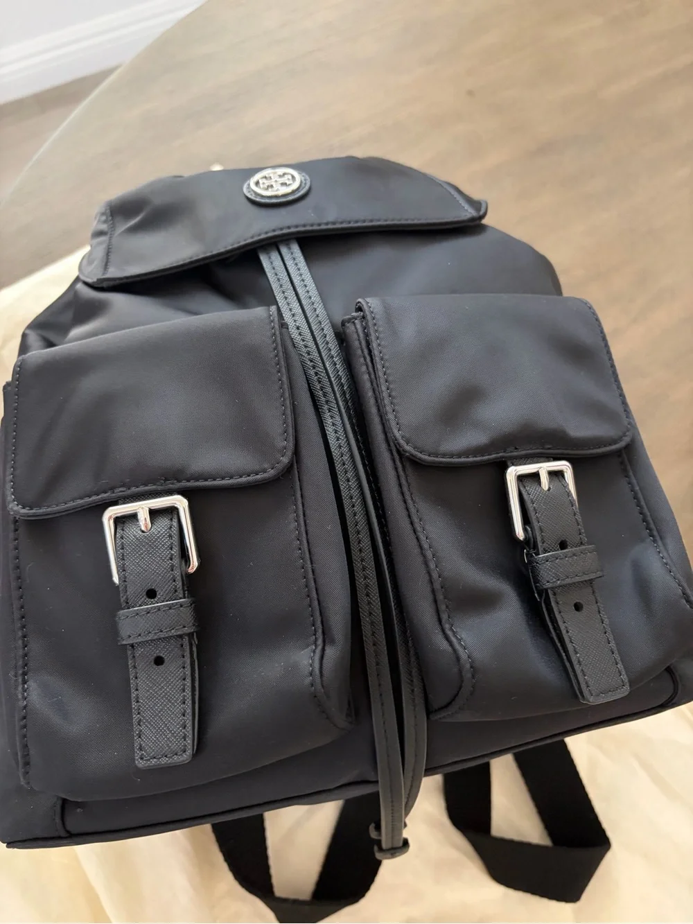 Tory Burch Virginia Nylon Flap Backpack Black